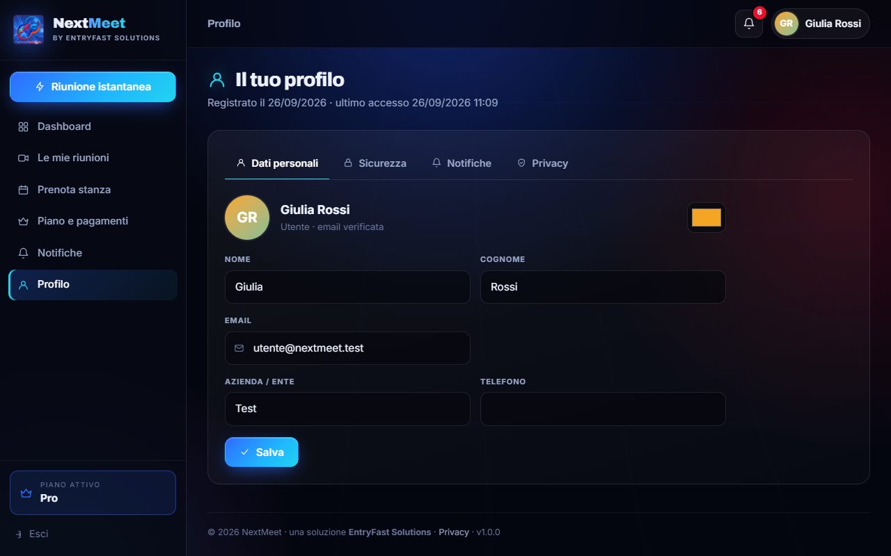 Le preferenze di notifica via email.